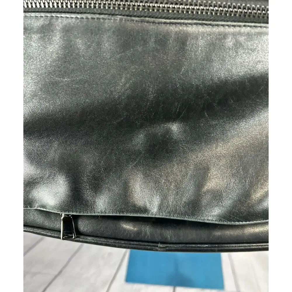 Aquatalia Made in Italy Black Leather Cargo Duffel Shoulder Bag